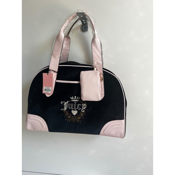 Juicy Couture Black Velour Heritage  Weekender Y2K Crown Heart Logo  NWT - Picture 1 of 11